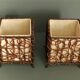 Pair of ethnic table lamps - braided water hyacinth roots, wrought iron, cotton