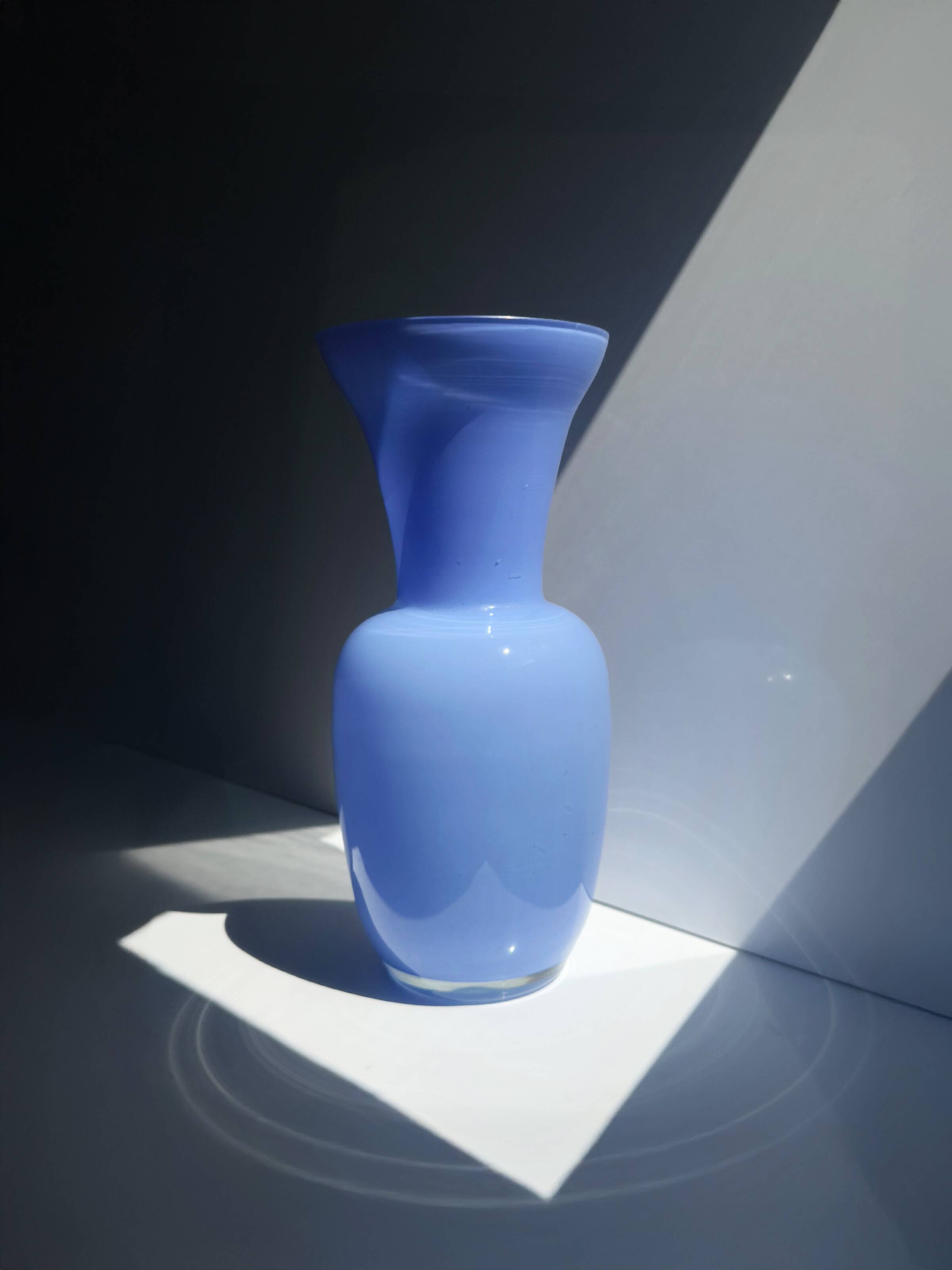 Vintage Italian opal glass vase in blue