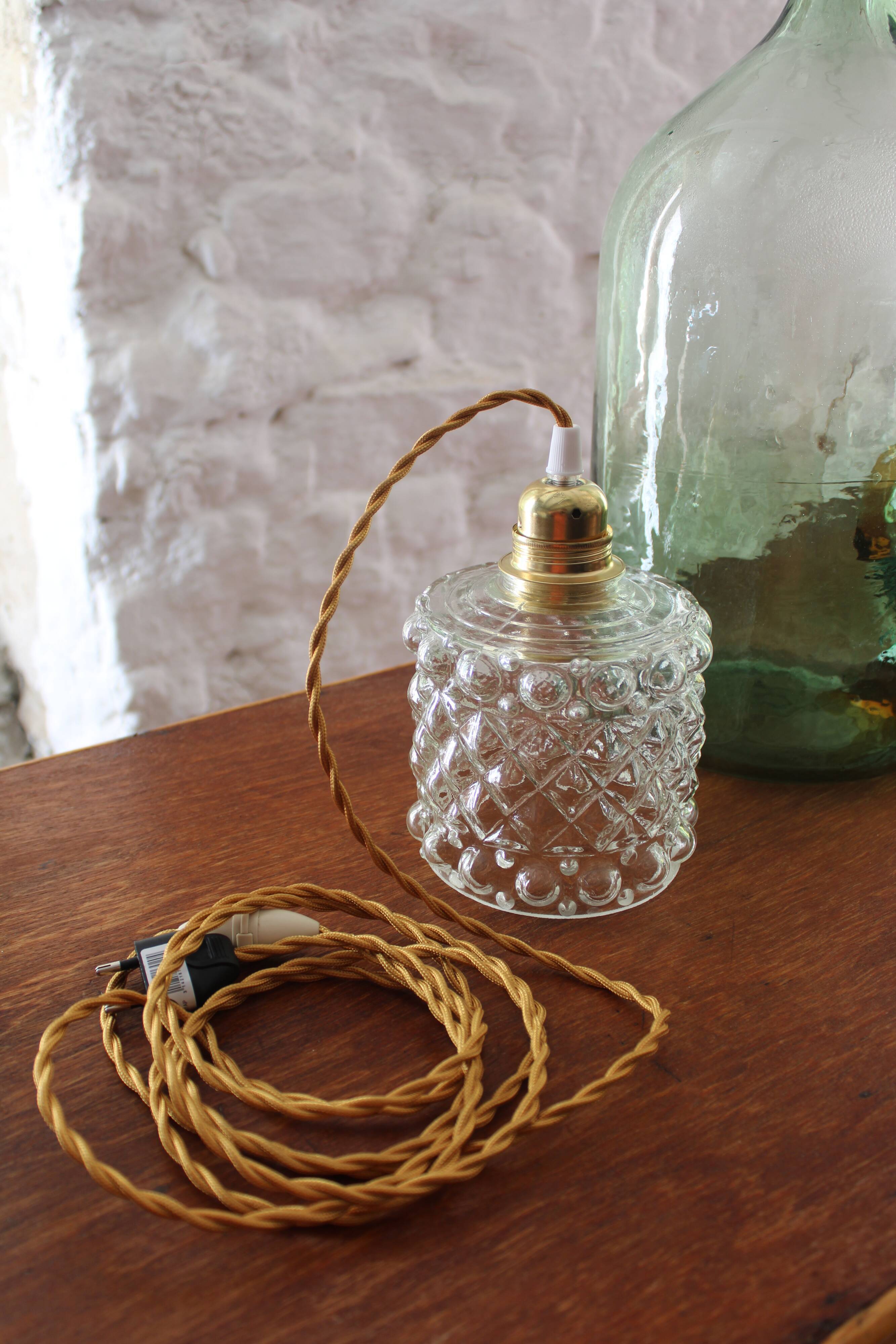 Moulded glass hanging lamp
