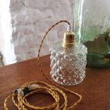 Moulded glass hanging lamp