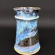 Blue foam glazed stoneware pitcher—Signed art ceramic
