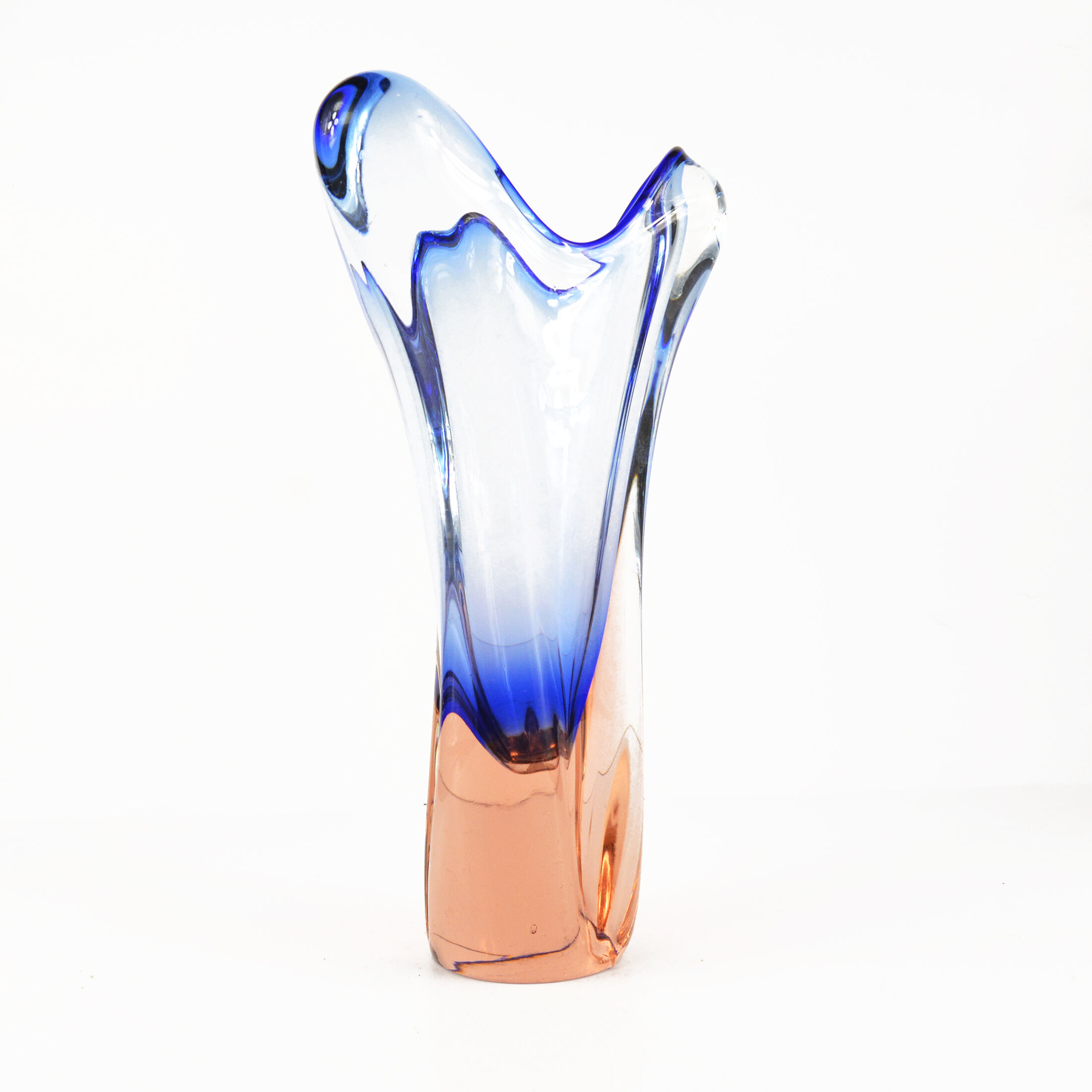 1960s organic modern vase, designed by J. Hospodka, Chribska Sklarna, Czechoslovakia