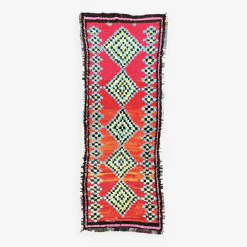 Berber Boucherouite carpet red hallway 95x275 cm