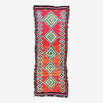 Tapis berbere boucherouite rouge couloir 95x275 cm