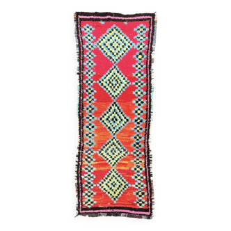 Tapis berbere boucherouite rouge couloir 95x275 cm