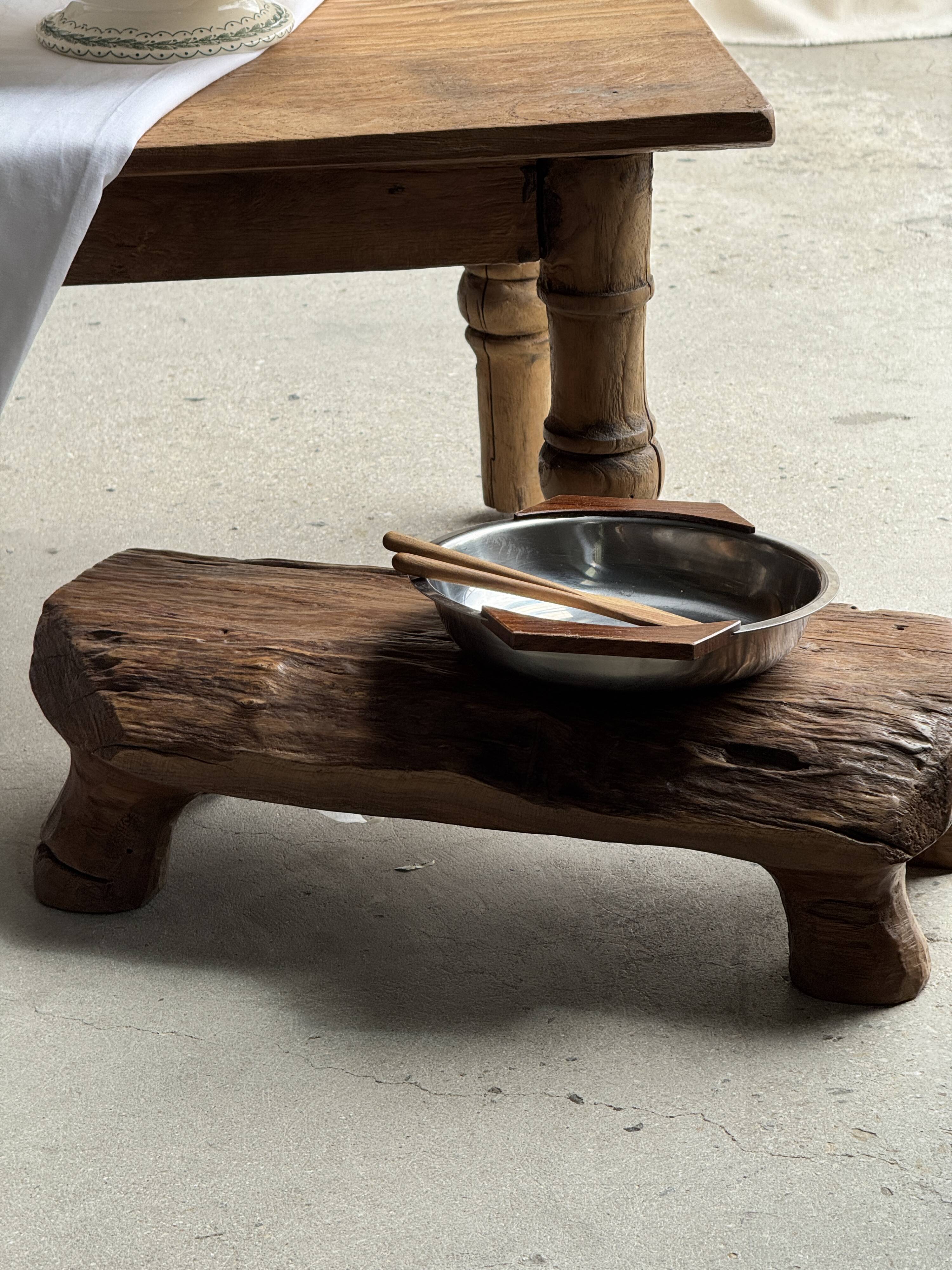 Shallow dish in stainless steel and wood H4 D20