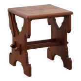 Tabouret en chêne Arts & Crafts belge ou Jugendstil, vers 1890