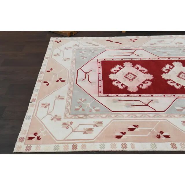 1970s Vintage Turkish Hand-Knotted Wool Cotton Beige Area Rug 190x270
