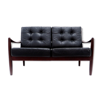 Sofa 2 seater in black leather