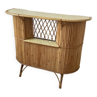 Tiki-style vintage rattan bar