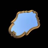 Ancien miroir mural rococo en résine dorée - H55 cm