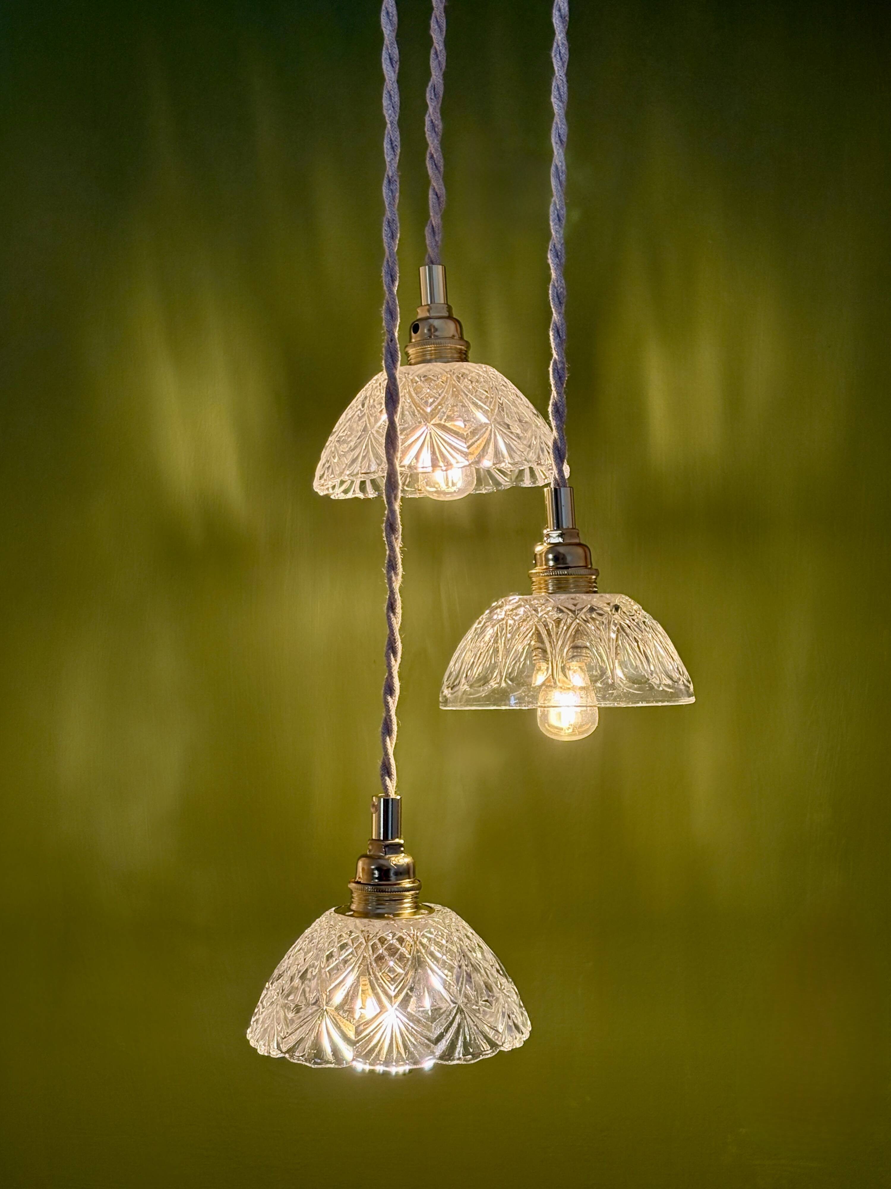 Vintage triple suspension lampshade in cut glass - tableware collection