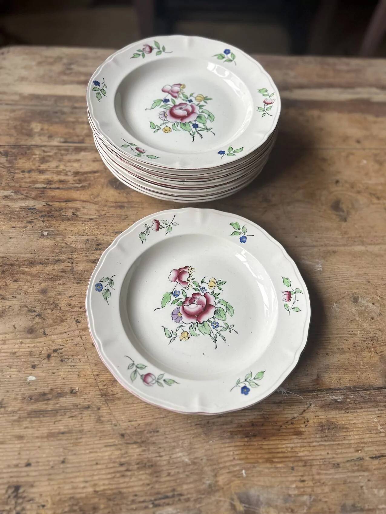 Set of 10 Villeroy & Boch deep plates – bucolic design 24.5 cm