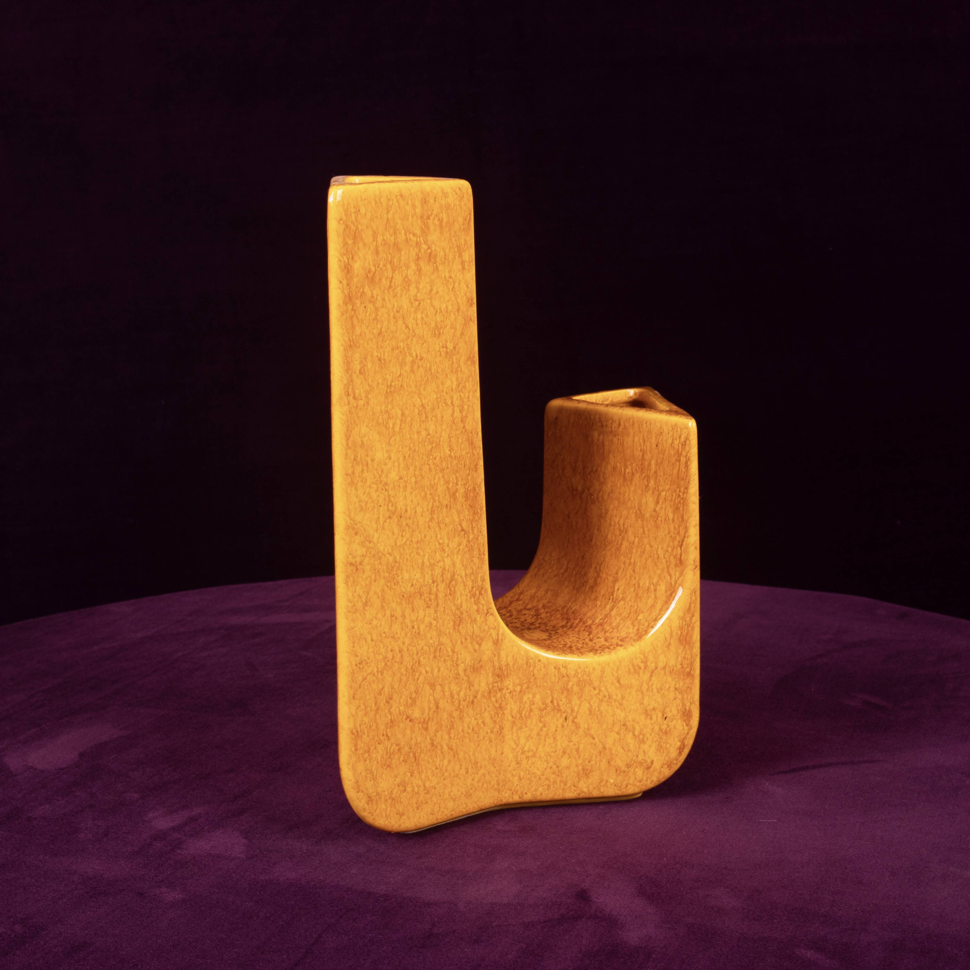 Sculptural Amber Ceramic Space Age Vase, Italy 1970