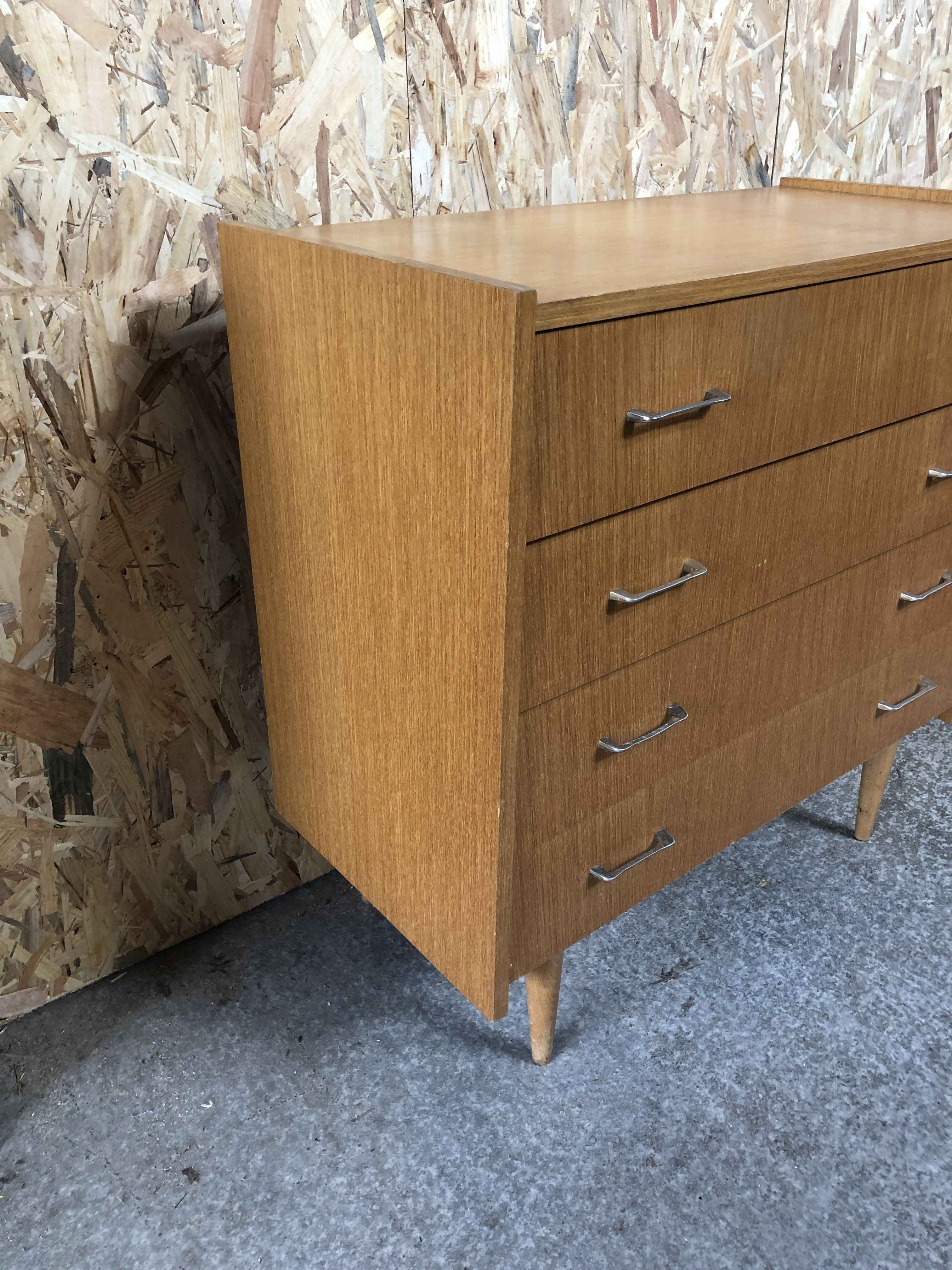 Old chest of drawers 4 drawers light wood compass feet 70s vintage
