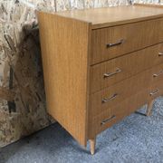 Old chest of drawers 4 drawers light wood compass feet 70s vintage