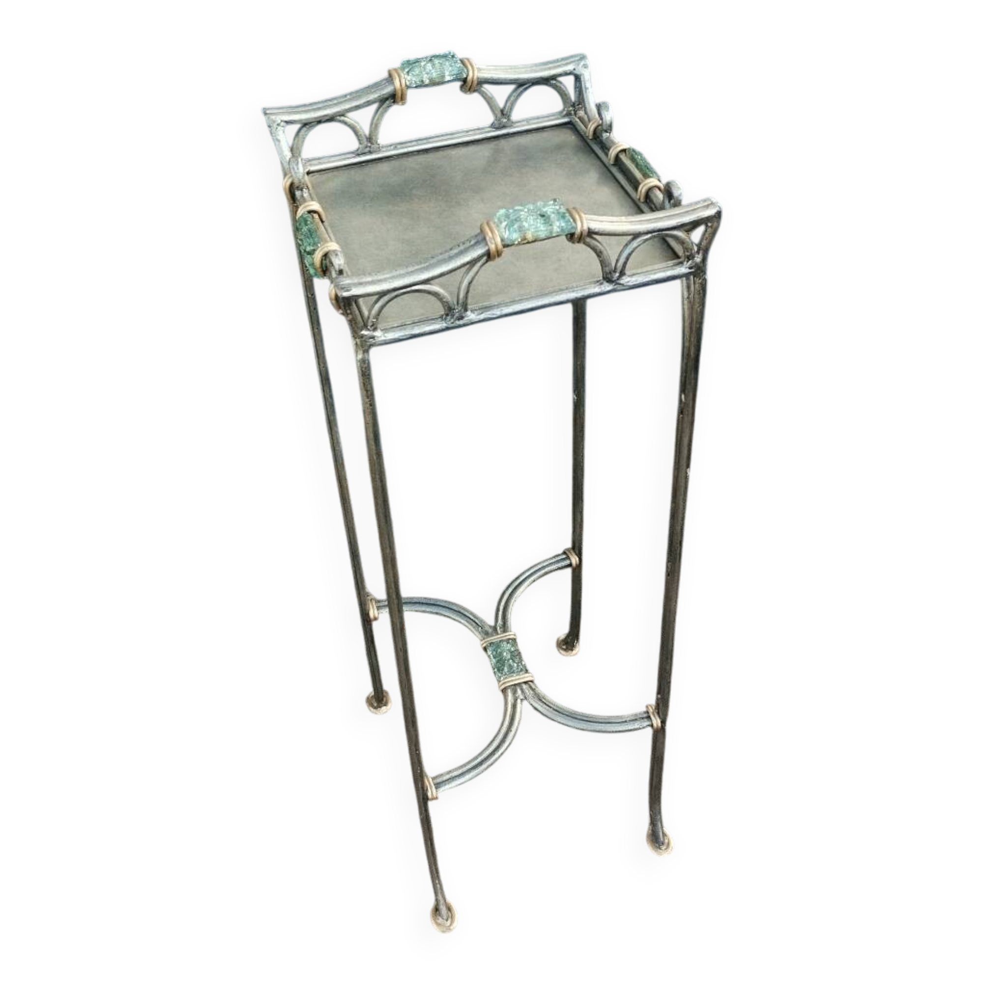 Vintage metal and glass side table