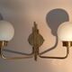 Brass and opaline two-light wall lamp, 1960