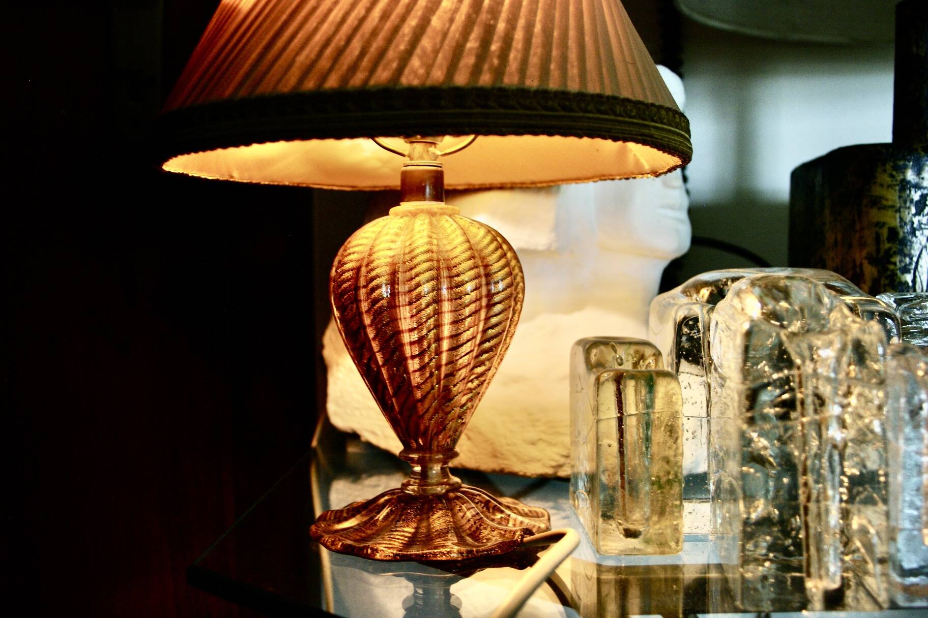 VINTAGE TABLE LAMP BY BAROVIER AND TOSO ITALY 1950