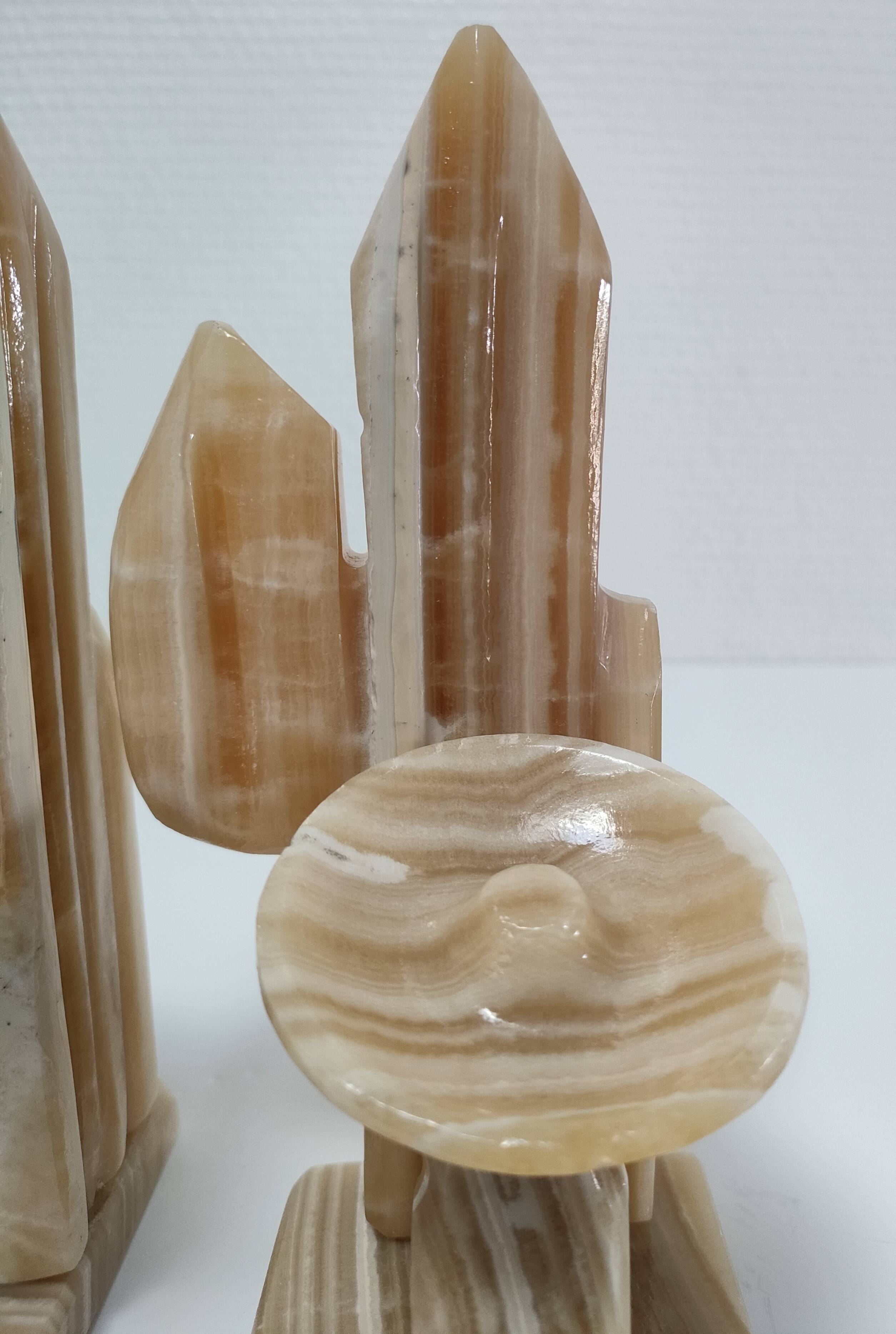 Pair of vintage Mexican cactus onyx bookends