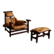 Jangada lounge chair with ottoman in cognac leather by Jean Gillon, Brazil, 1960s