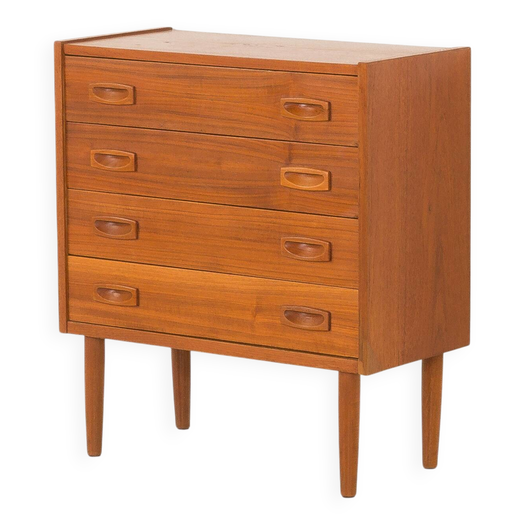 Petite commode en teck à 4 tiroirs, Danemark, années 1960
