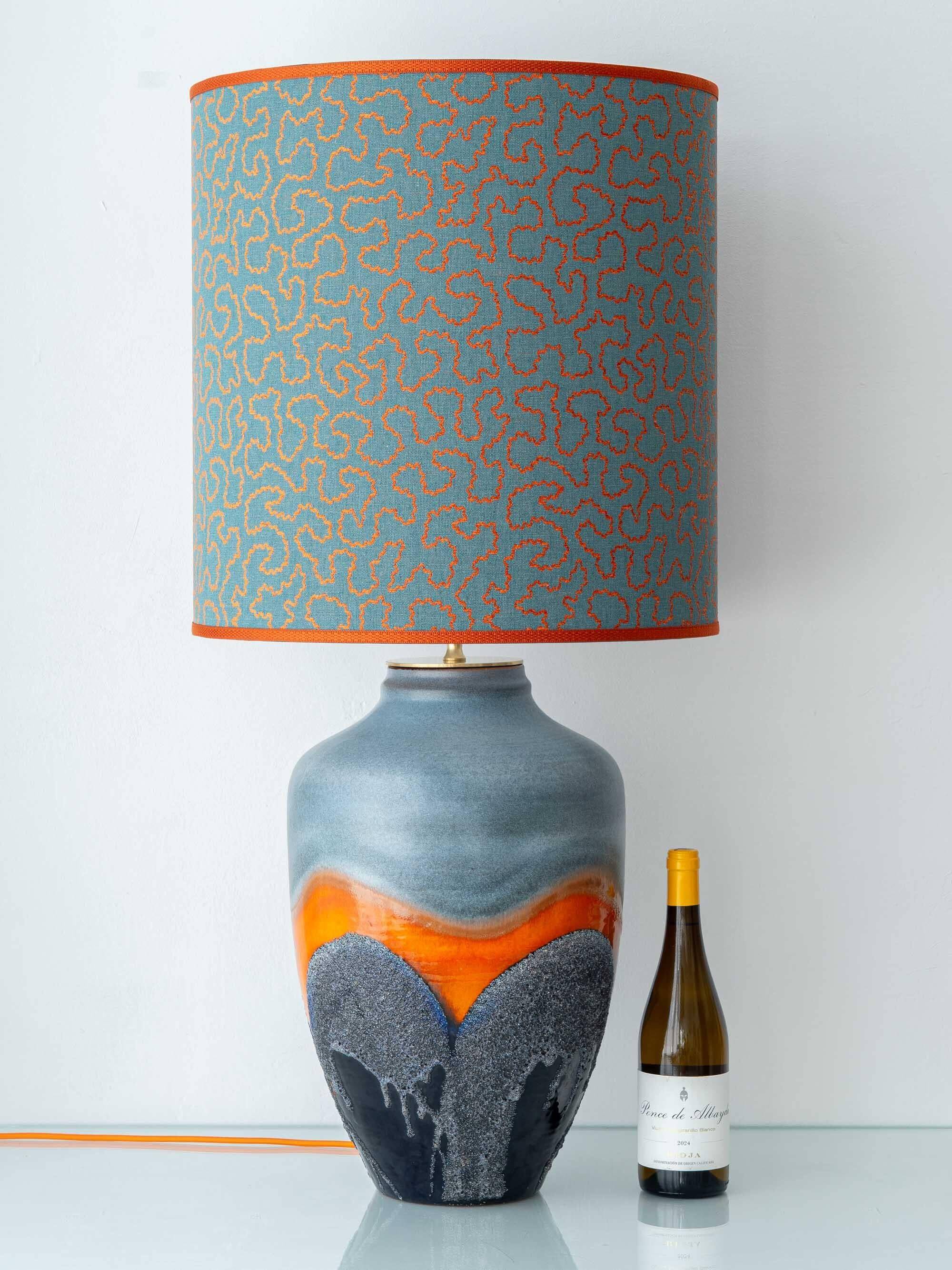 XXL Mid-Century Modern grey and orange ceramic table lamp Carstens Tönnieshof