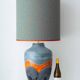 XXL Mid-Century Modern grey and orange ceramic table lamp Carstens Tönnieshof