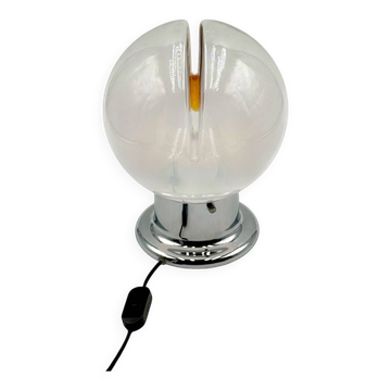 Italian Glass Lamp with Orange Details and Chrome Base, 1970s