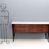 Commode en noyer noir, fabriquée par Dassi, avec plateau en marbre de Carrare, Italie