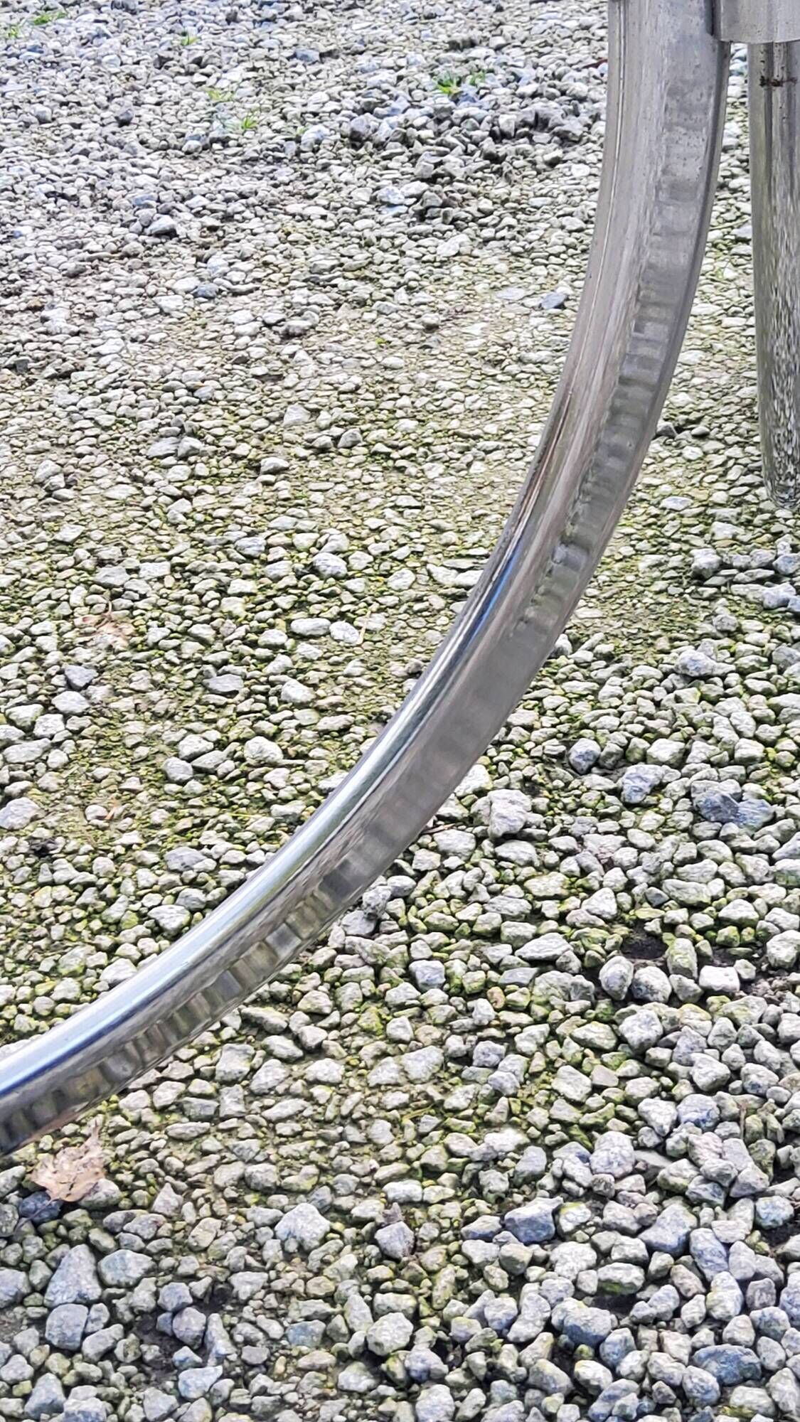 Designer table from the 70s, smoked glass top, chrome base