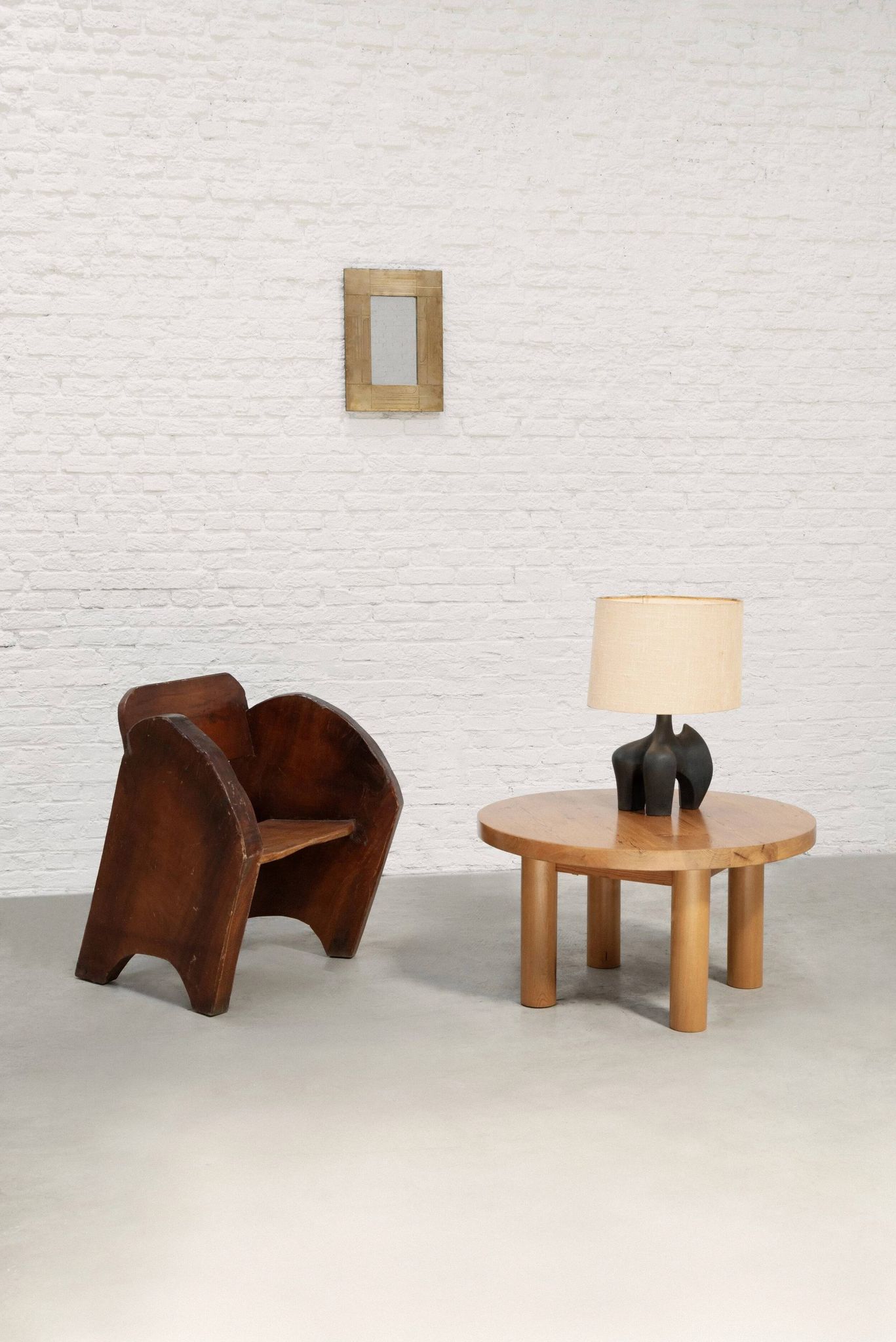 Sculptural anthroposophical wooden armchair, circa 1940s