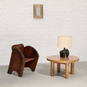 Sculptural anthroposophical wooden armchair, circa 1940s