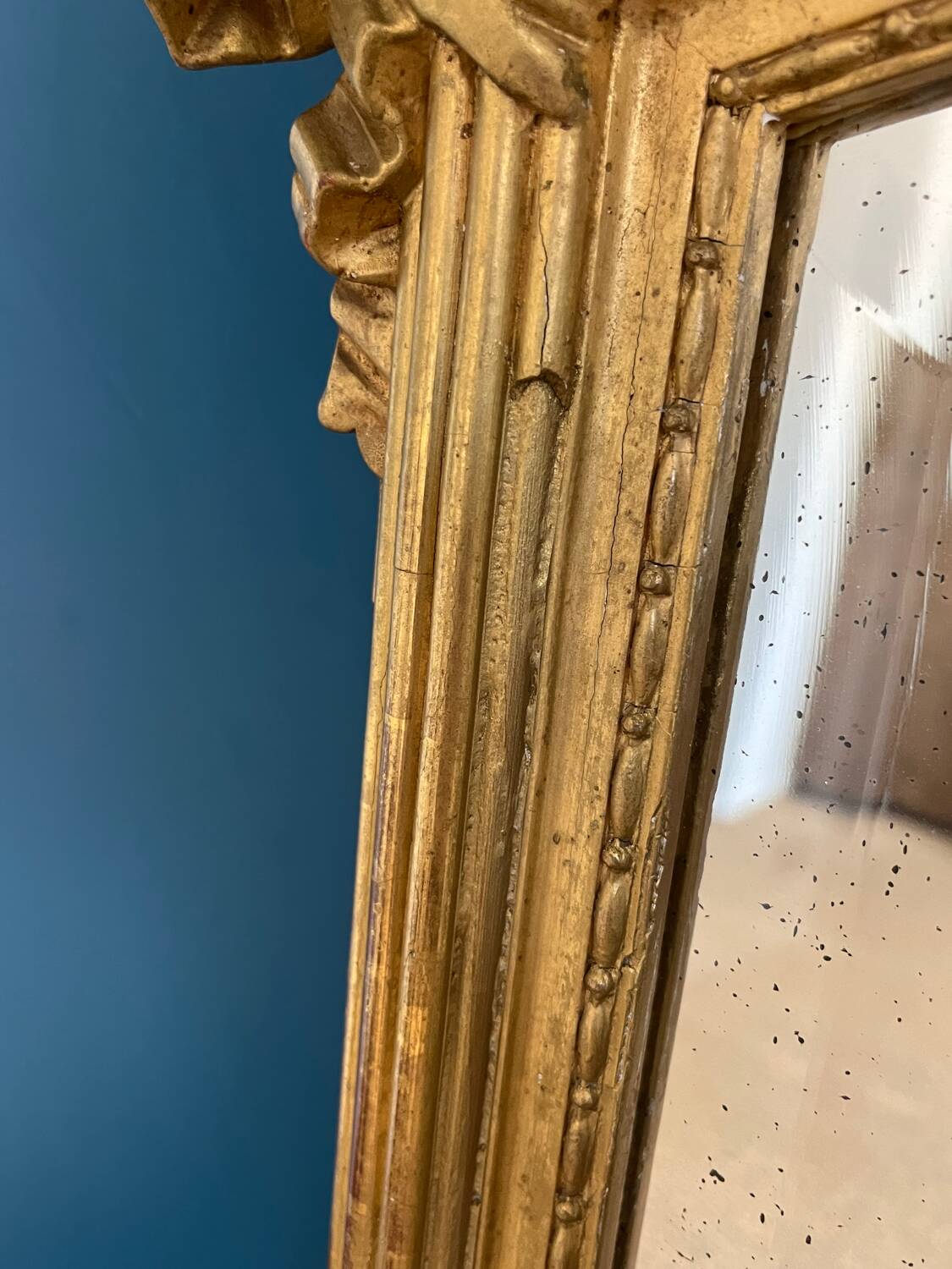 Antique mirror with pediments 138cm beveled glass