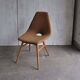 Erika mid-century accent chair brown fabric and wooden legs — design 1959 Judit Burián