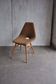Erika mid-century accent chair brown fabric and wooden legs — design 1959 Judit Burián