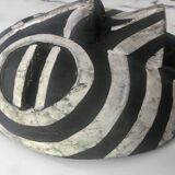 Masque tribal africain Ghana noir et blanc