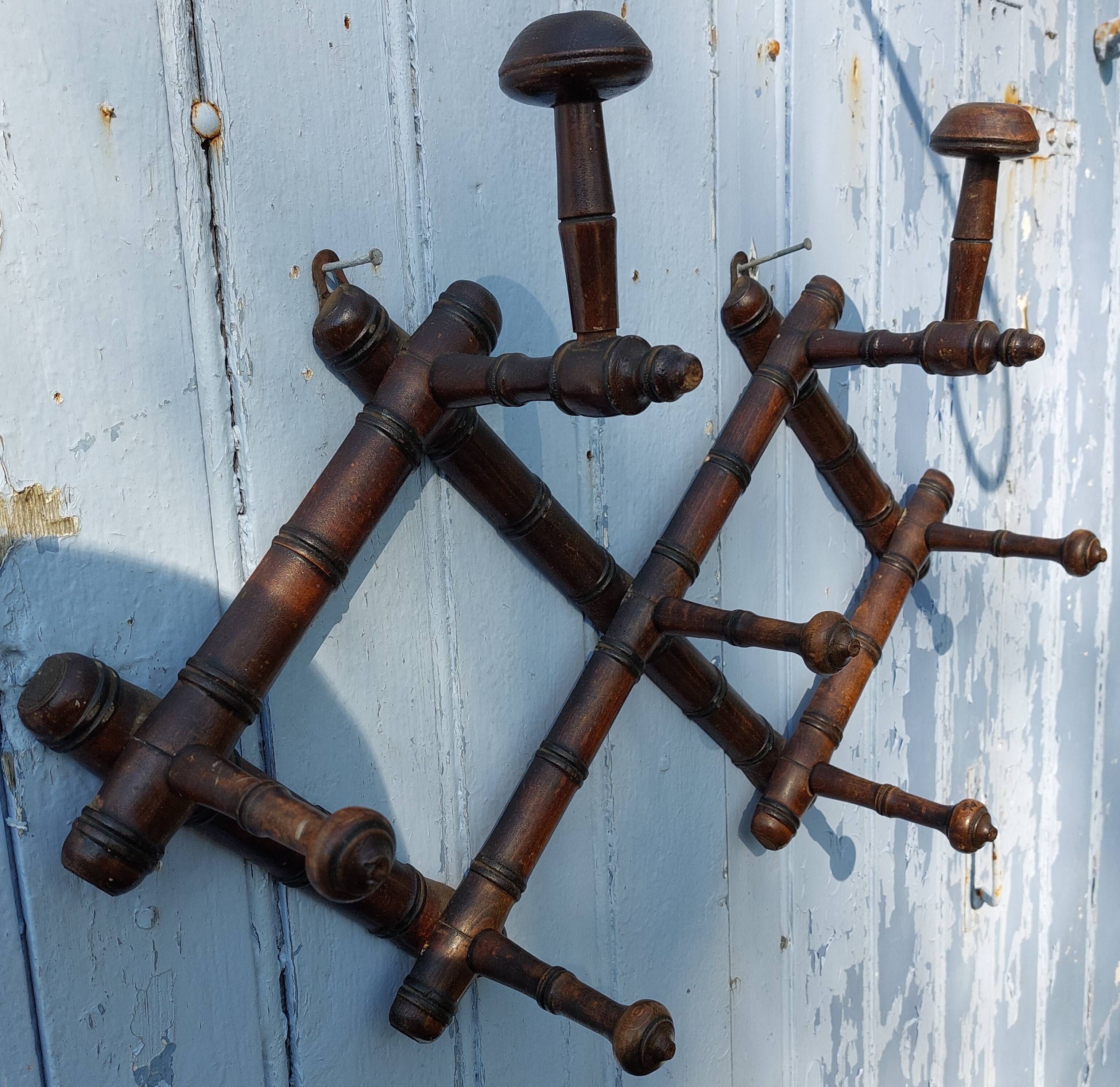 Wooden bistro coat rack with hat holder