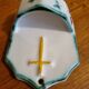 Small antique porcelain holy water font with cross