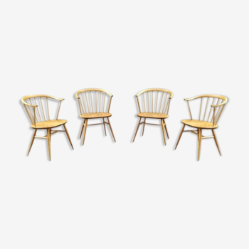 Série de 4 chaises à dossier en fuseau 1950 d' Yngve Ekström