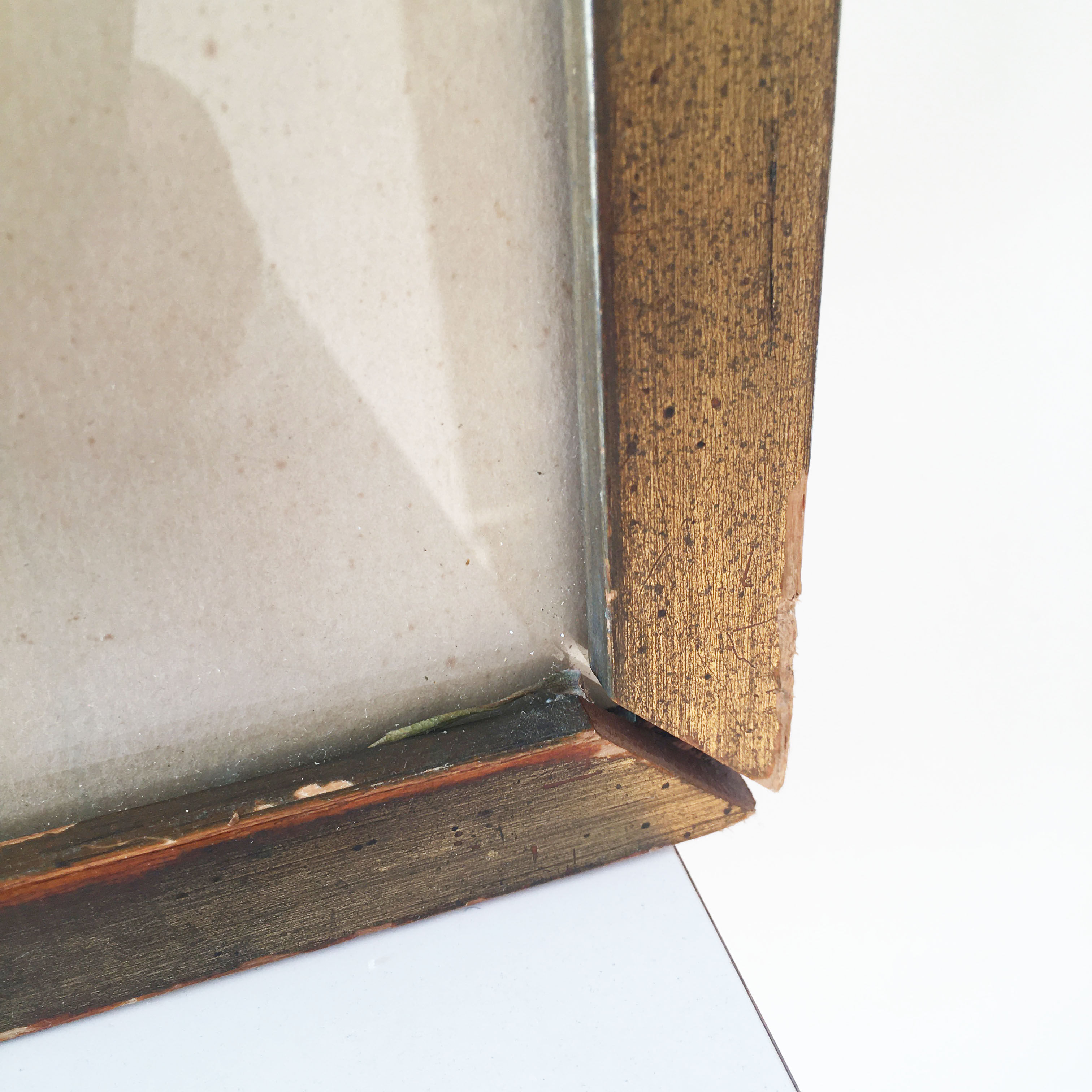 Pair of vintage paintings 1950 frame gilded wood