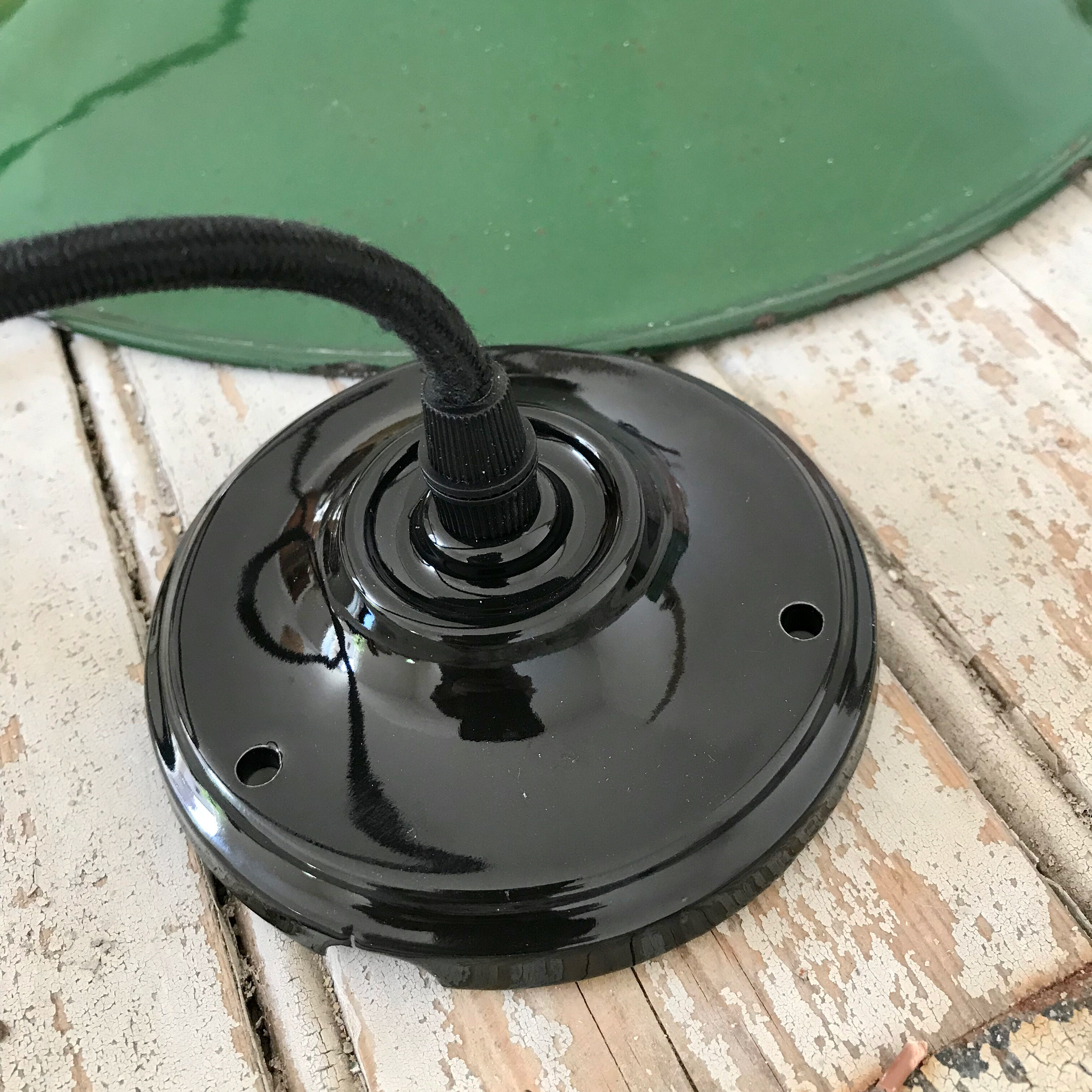 Suspension abat-jour émaillé vert