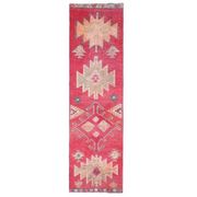 1970s vintage Turkish hand-knotted wool cotton pink runner rug 80x289
