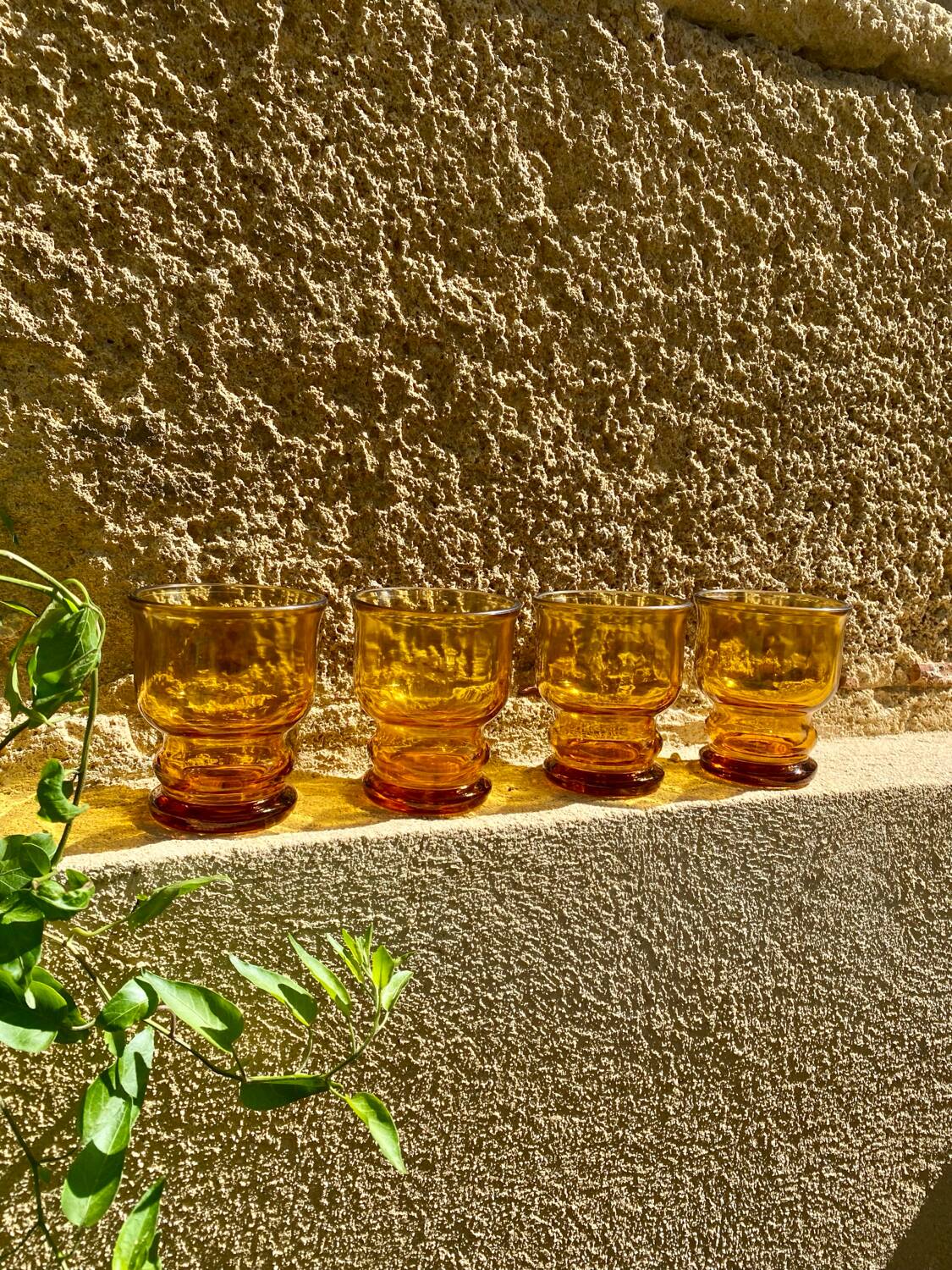 4 verres ambrés Pernod vintage