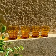 4 vintage Pernod amber glasses