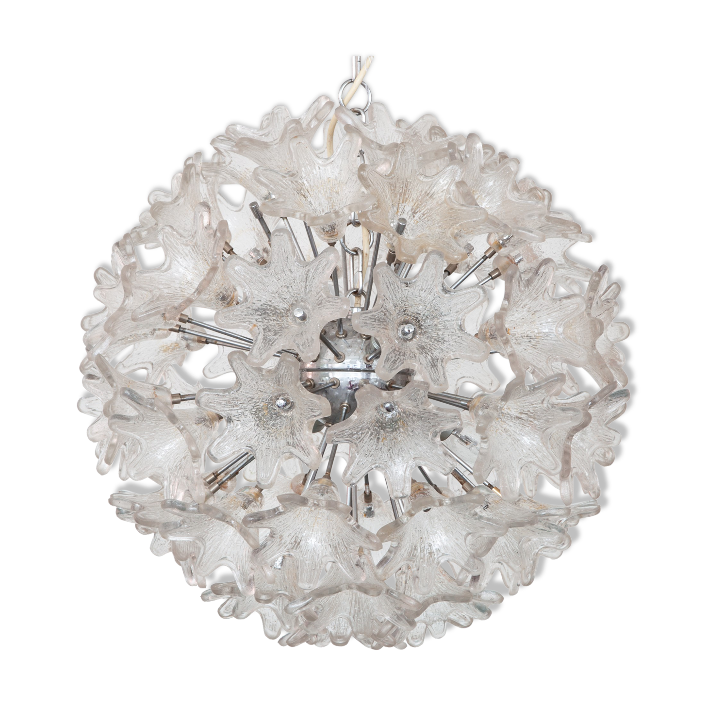 Sputnik Chrome and Glass Flowers Chandelier by Paolo Venini for VeArt 1960s