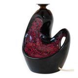 Vintage 1950s purple and black ceramic table lamp