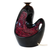 Vintage 1950s purple and black ceramic table lamp