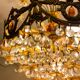 Lustre vintage exceptionnel en cristal style Murano orange, laiton, 5
