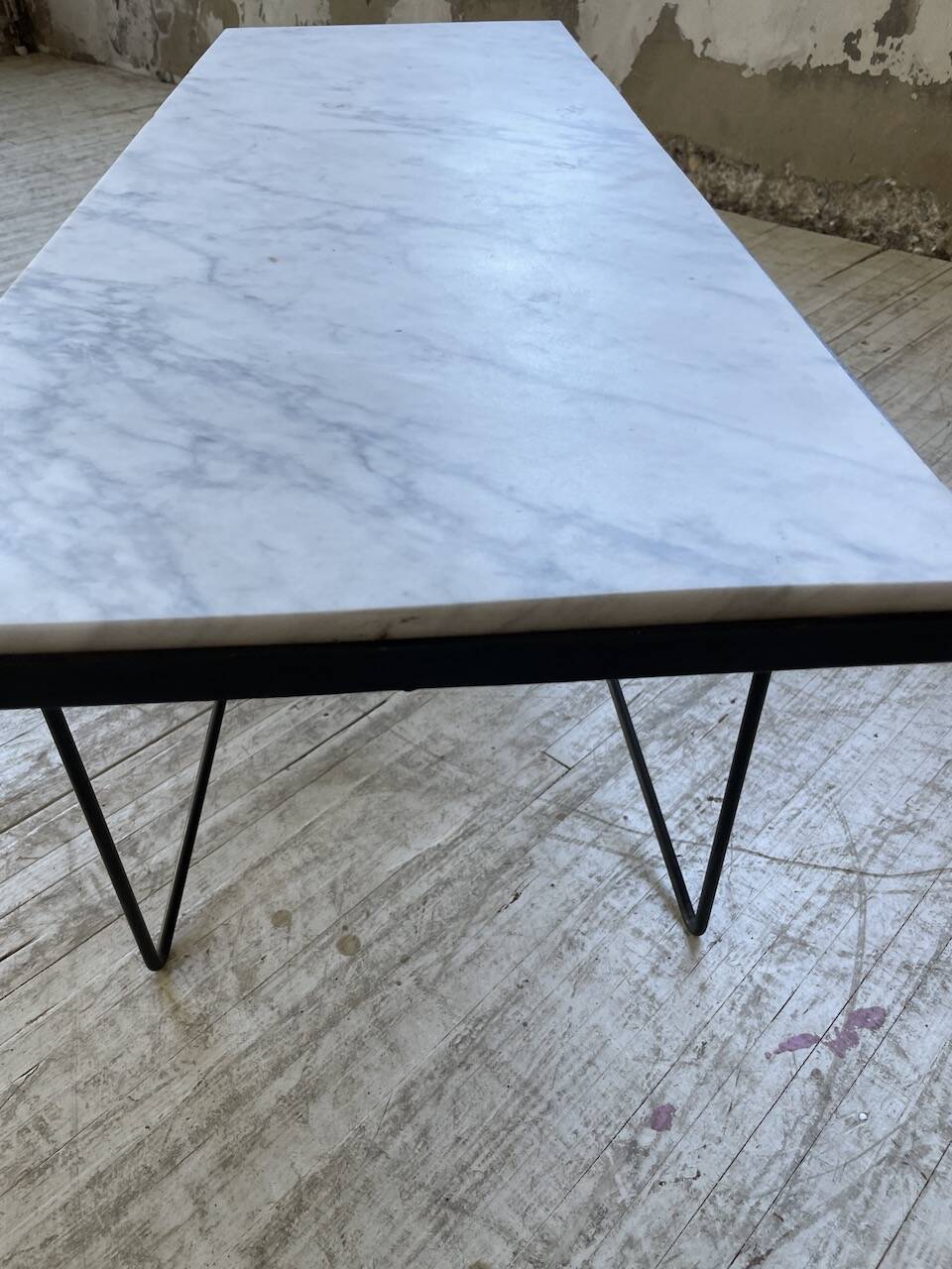 50s coffee table in metal and marble